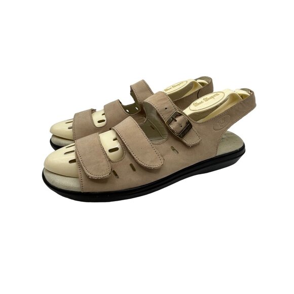 Propet Breeze Walker Size 12 Beige Leather Sandals With Adjustable Straps - Picture 1 of 10